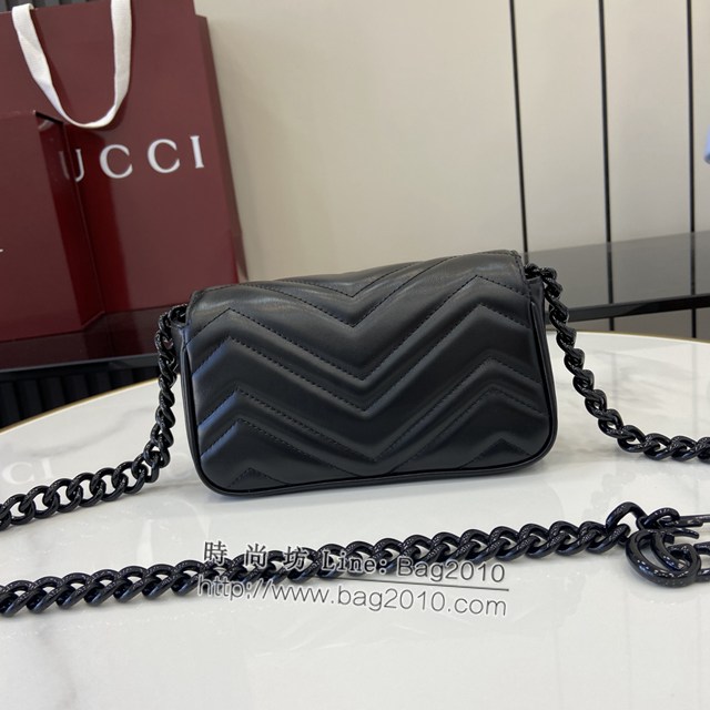Gucci專櫃古馳最新款Marmont鏈條馬卡龍系列克色迷你手袋鏈條包 jh2205型號：699757